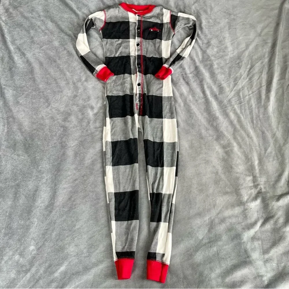 Lazy One Cotton Toddler Boy Pajamas | Black, White, Red Buffalo Check Christmas